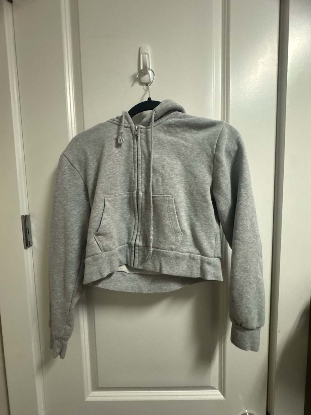 Brandy Melville John Galt Gray Cropped Zip Up Hoodie